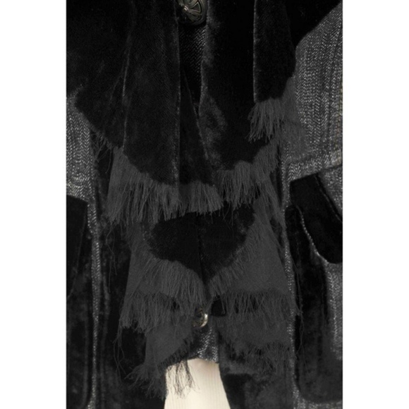 Habitual Jean Jacket Velvet Ruffles Denim Blazer - Picture 5 of 8